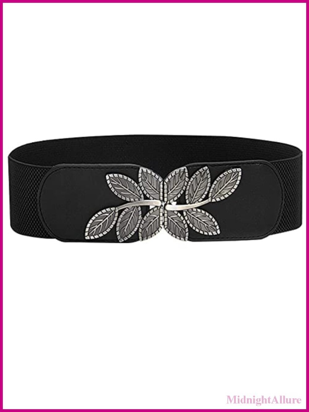 Women's Stretchy Wide Belt Leaf Buckle Waist Belt for Dress